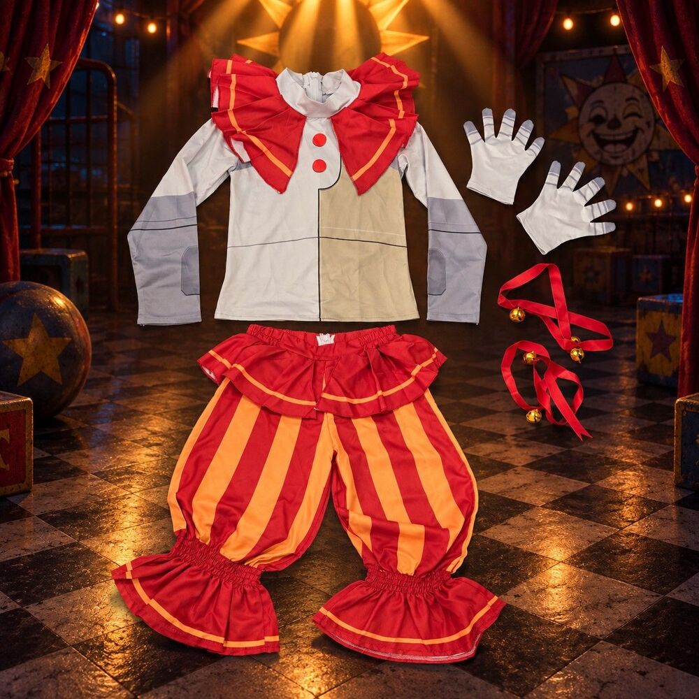 Kids Sundrop Theme Robot Clown Halloween Costume Size 110 4T 5T New Spooky Scary